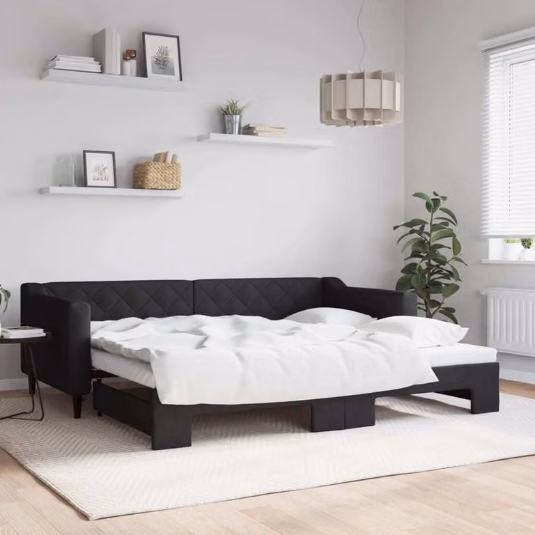 Maison Exclusive - Divano letto estraibile nero 90x200 cm in tessuto