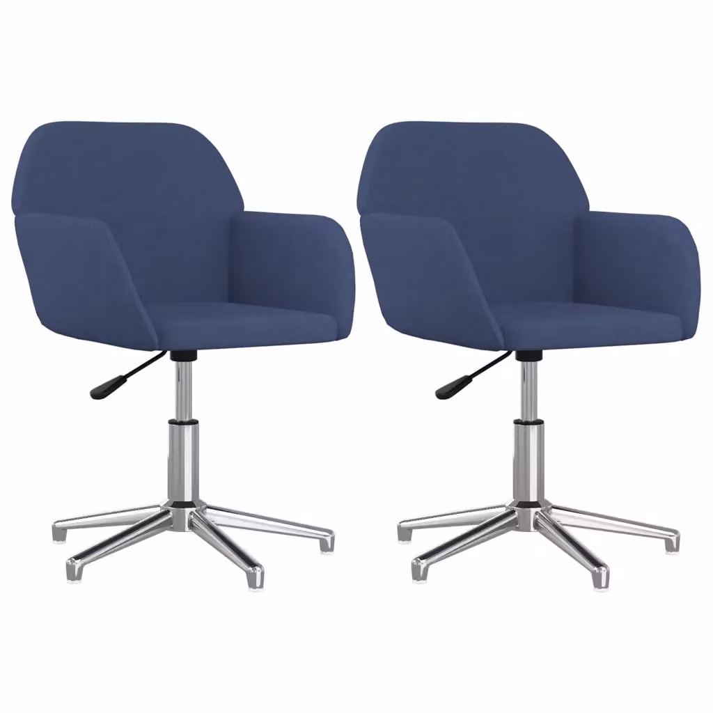 Set di 2 sedie da pranzo girevoli a 360 gradi vidaXL in tessuto blu con struttura in metallo e MDF per cucina e soggiorno – 2