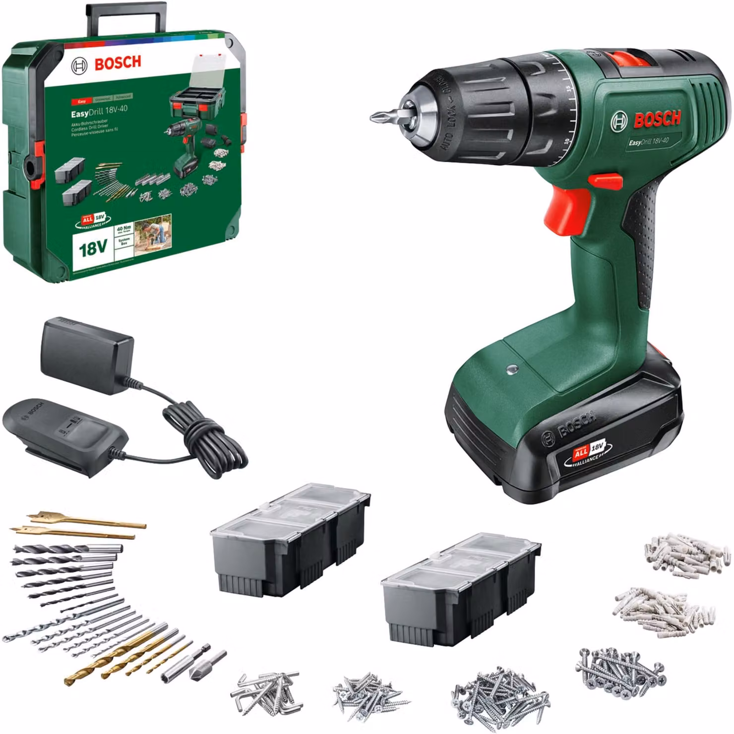 Bosch EasyDrill 18V-40 - 241 Trapano/avvitatore a batteria - 2 velocità - mandrino 13 mm - 40 N-m La