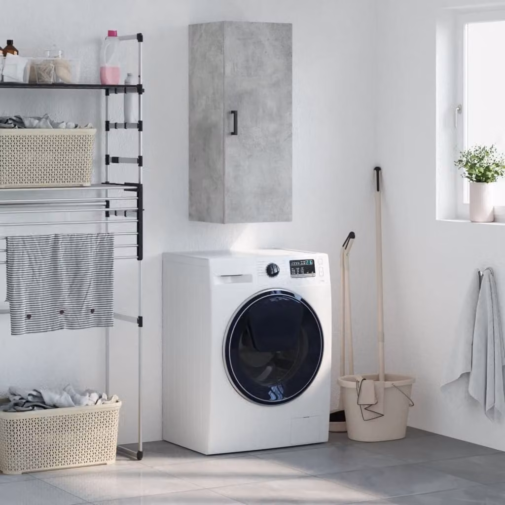 Mobile a parete moderno vidaXL in legno MDF grigio opaco L: 34,5 cm, P: 34 cm, H: 90 cm