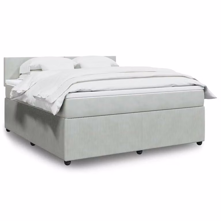 vidaXL Letto Ibrido con Materasso a Molle Insacchettate e Struttura in Velluto Grigio e Bianco L/P/H: 180 x 200 x 100,5 cm