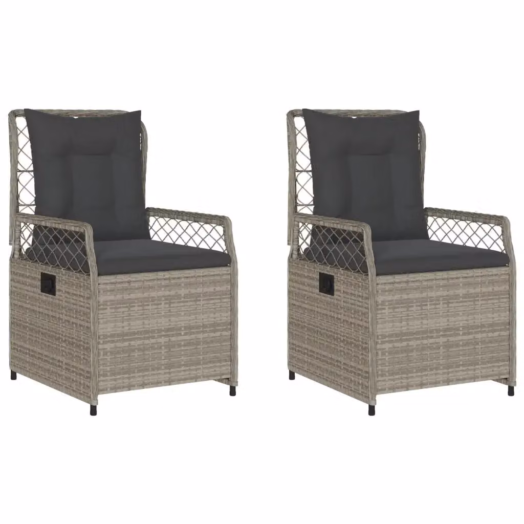 Set di 2 sedie da giardino reclinabili vidaXL in rattan grigio con braccioli – 2