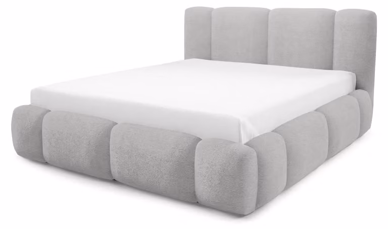 Letto imbottito con contenitore integrato, modello Neria, finitura aschigher, dimensioni 120 x 200 cm