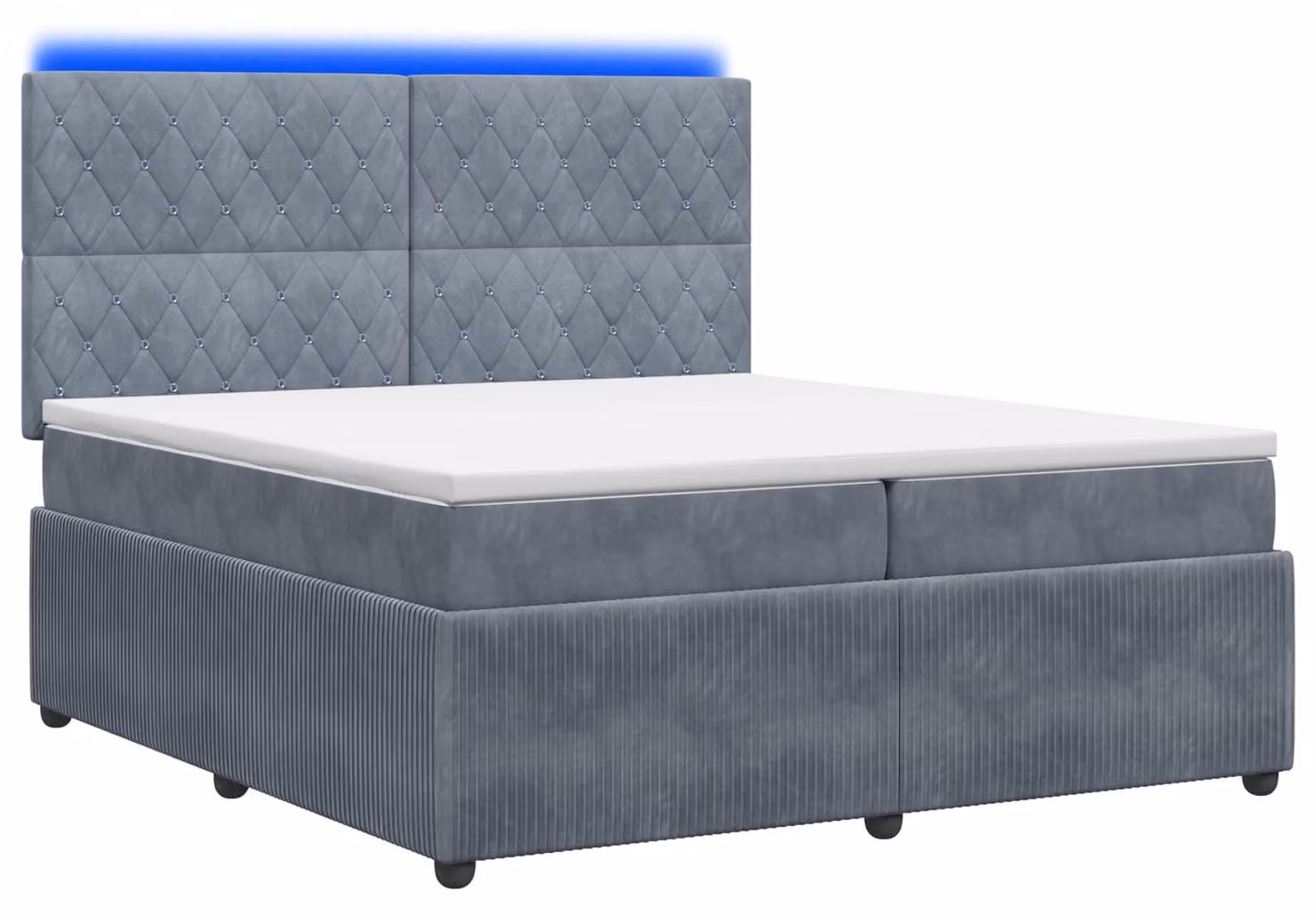 Letto a molle LED con materasso grigio scuro 200 x 200 cm in velluto