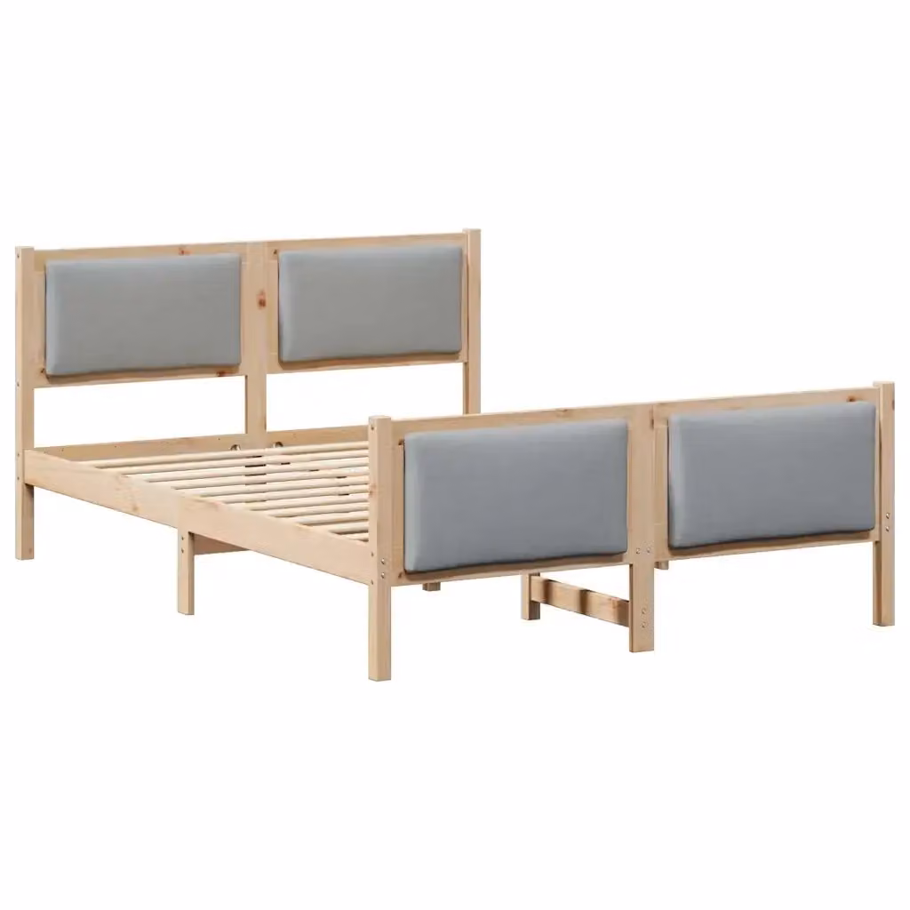 Struttura letto moderna vidaXL in tessuto grigio con legno di pino L/P/H: 140 x 190 x 145,5 cm – 2