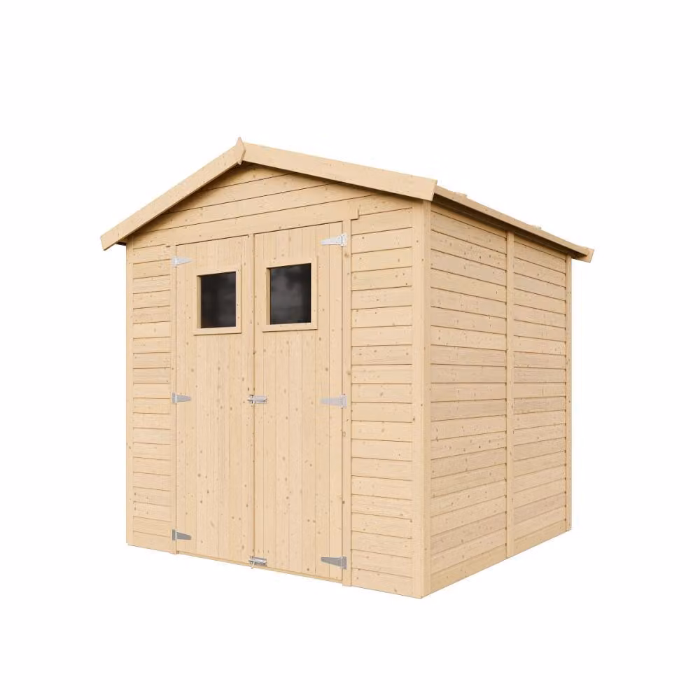 Casetta da giardino in legno TIMBELA CON PAVIMENTO IMPREGNATO - Deposito con finestre -H228x222x233 cm/4,2 m² casetta in legno naturale truciolato - M351+M351G