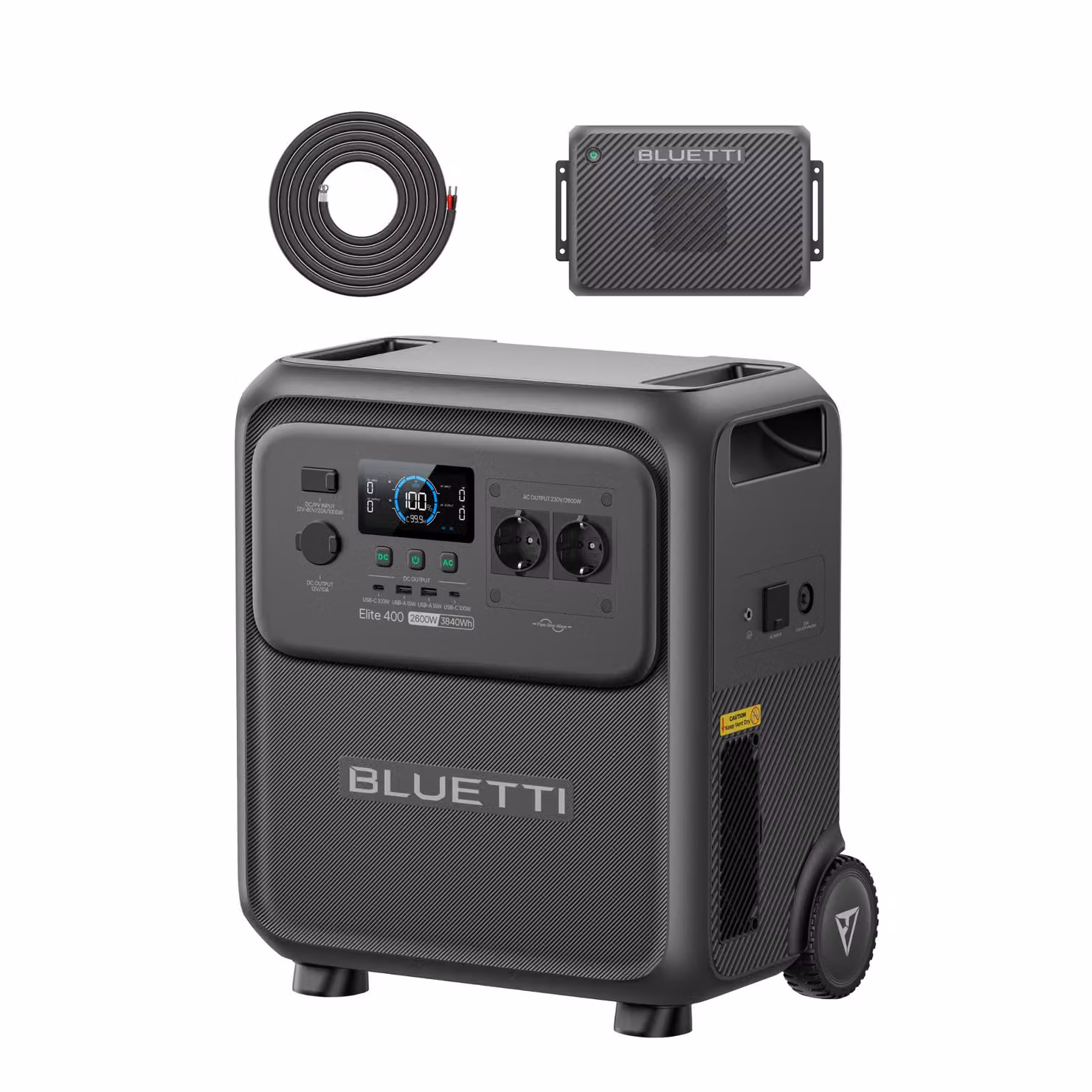 BLUETTI Elite400: stazione di ricarica portatile con Charger2,1000W, caricabatterie con alternatore, 4,2 ore per una ricarica completa tramite auto, generatore da 3840 Wh per attività all'aperto e camper