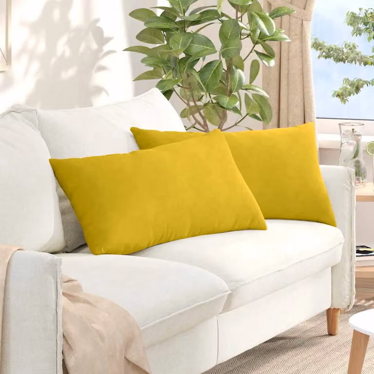 Set di 2 cuscini da divano vidaXL in tessuto a coste giallo, L 80 cm x P 40 cm x H 40 cm