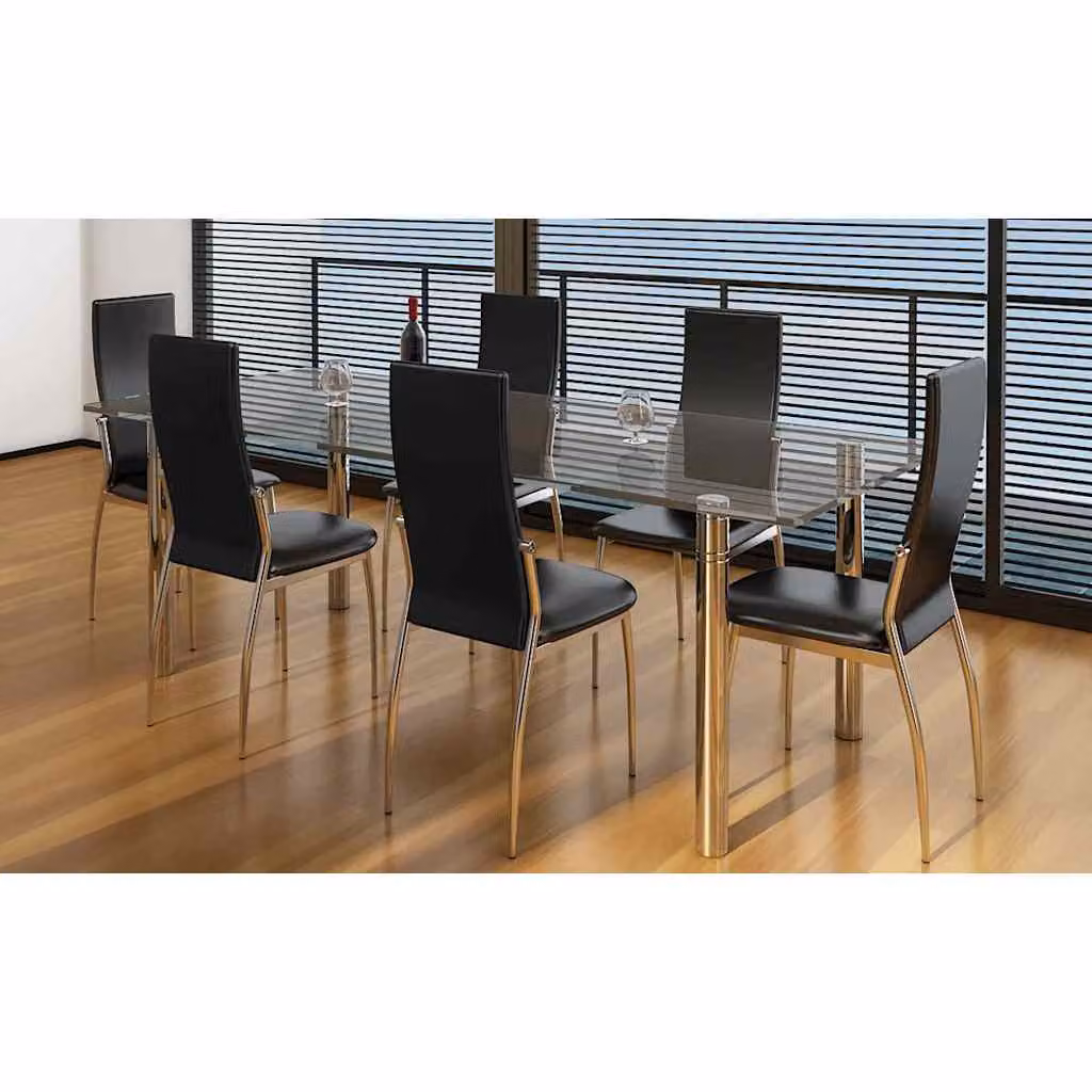 vidaXL Sedie da Pranzo 6 pz Nere in Similpelle