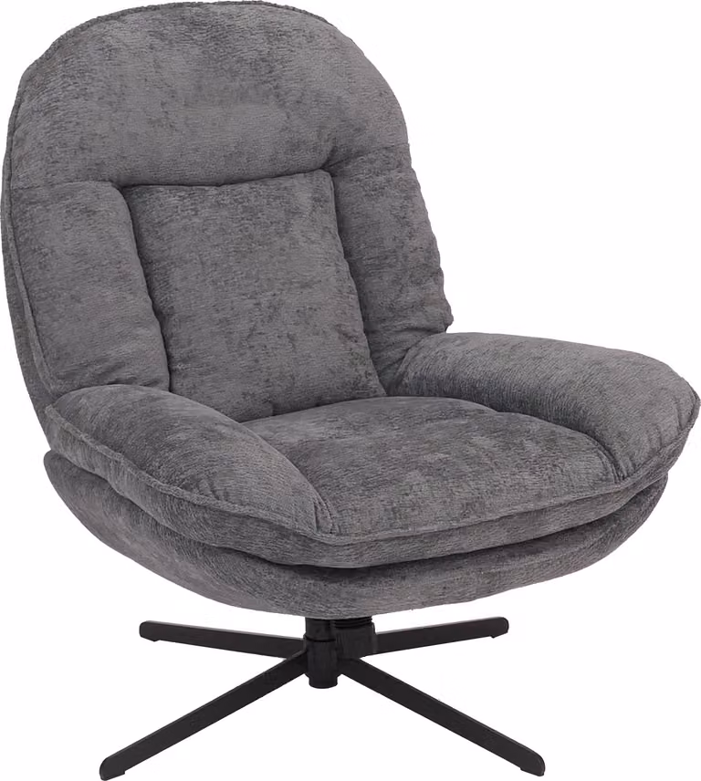 Poltrona relax HWC-P32, poltrona TV con sospensione Nosag, poltrona imbottita, girevole in metallo tessuto/ceniglia tessile (370 g/m²) ~ grigio
