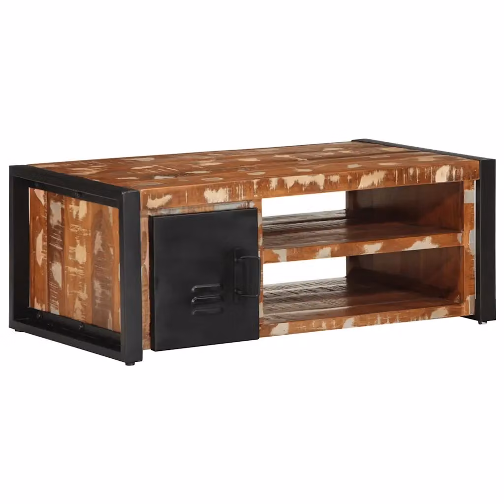 Tavolino da salotto rettangolare vidaXL in legno massello multicolore con finitura opaca L: 90 cm, P: 50 cm, H: 36 cm – 2