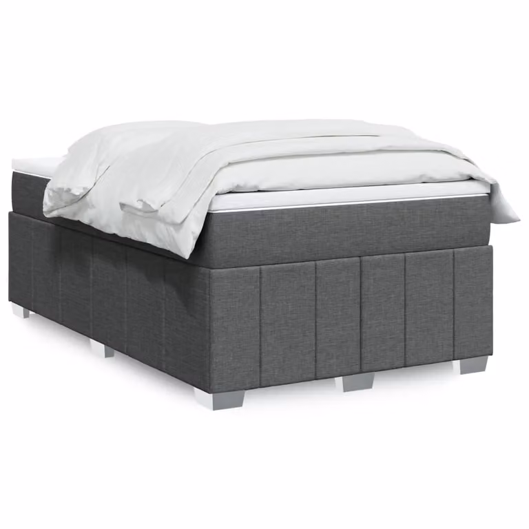 vidaXL Giroletto a Molle con Materasso Ibrido in Tessuto Grigio e Bianco, L/P/H: 120 x 200 cm