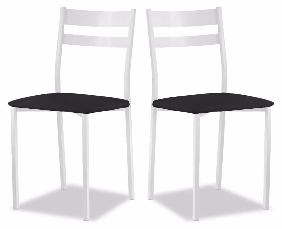 Sedia da cucina in metallo con schienale aperto, set da 2, colore nero