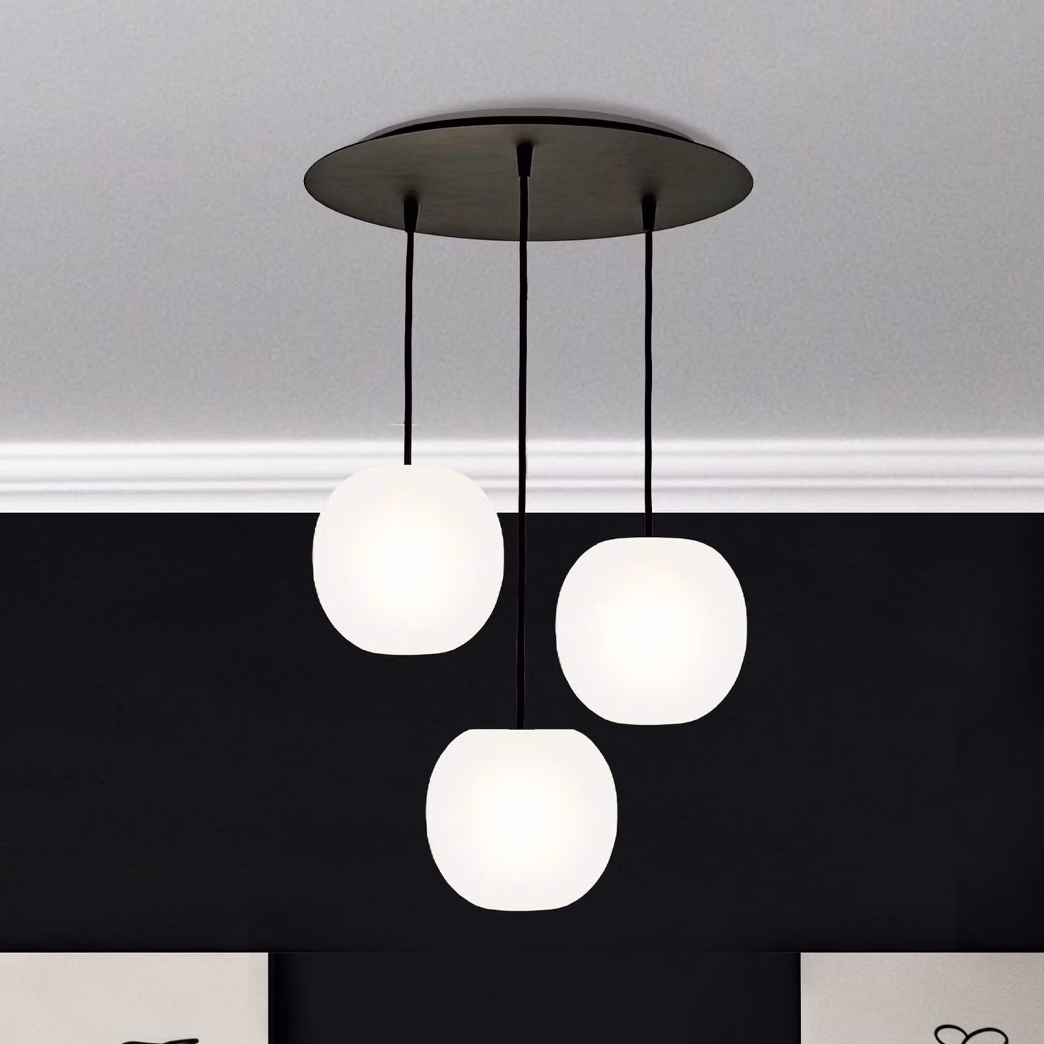 Casablanca Lampada a sospensione Acai, dimmerabile, Bianco / Opale, Soggiorno / Sala da pranzo, Vetro, Lampada a sospensione