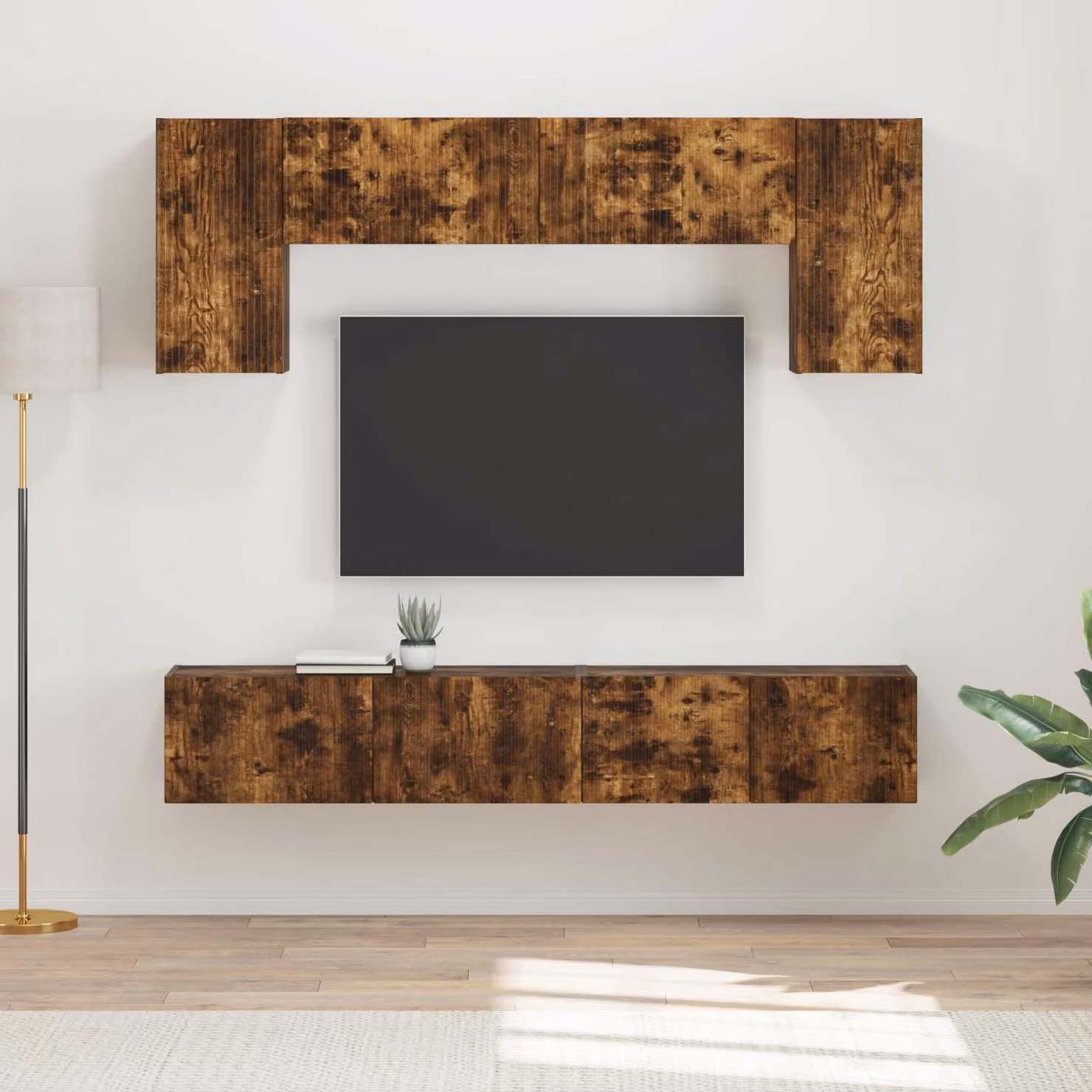 Set mobile TV moderno vidaXL 4 pezzi in legno Rovere color marrone opaco