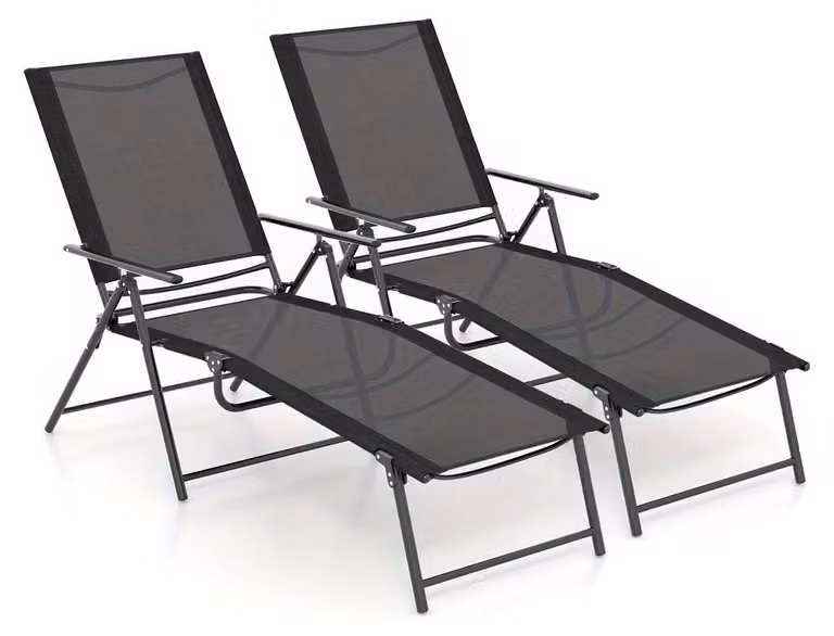Sedia da esterno - Lettino da esterno - Sedia da giardino - Sedia per esterni - Schienale regolabile - Pieghevole - Metallo - Asciugatura rapida