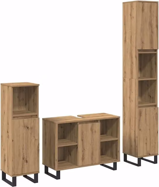 Set di mobili per il bagno 3 pz Marrone 30 x 30 x 180 cm 3378511