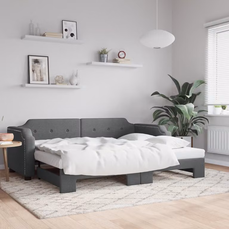 vidaXL Divano Letto con Letto Estraibile in Tessuto Grigio con Dimensioni 80x200 cm