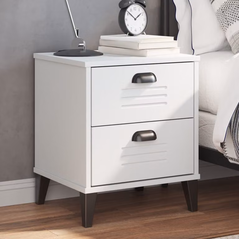 Comodino vidaXL VIKEN Bianco in Legno Multistrato e MDF