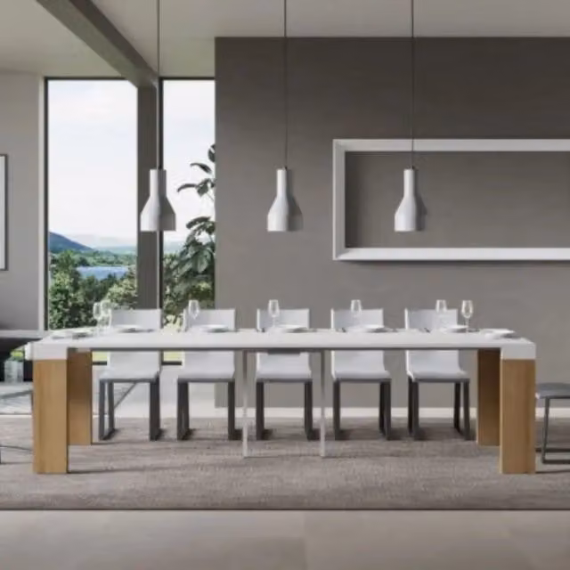 Consolle allungabile 90x40/300 cm Roxell Mix piano bianco frassino - struttura quercia natura
