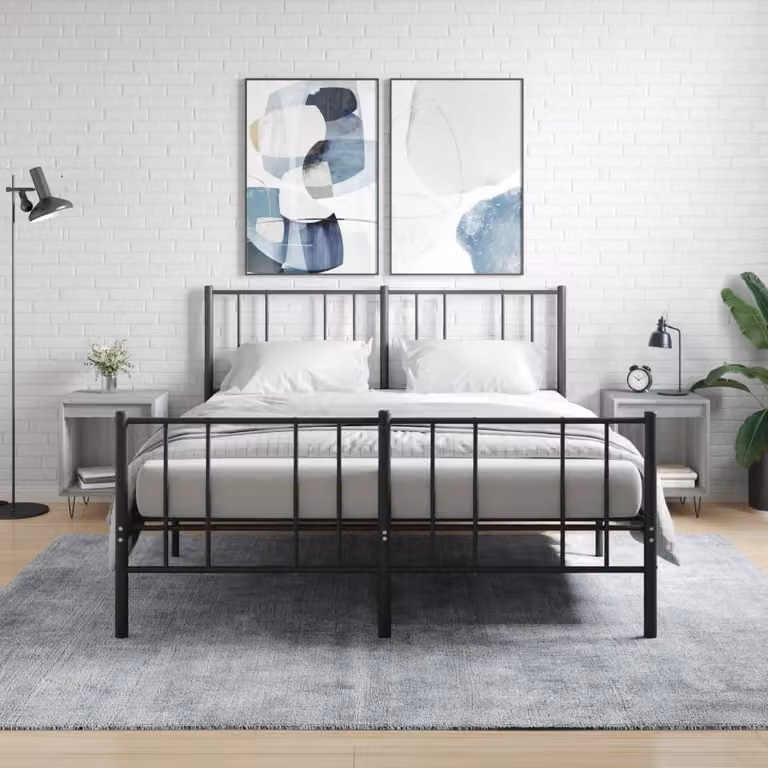Set di 2 comodini moderni vidaXL in legno e metallo, colore grigio, da appendere alla parete, L 40 cm x P 35 cm x H 50 cm