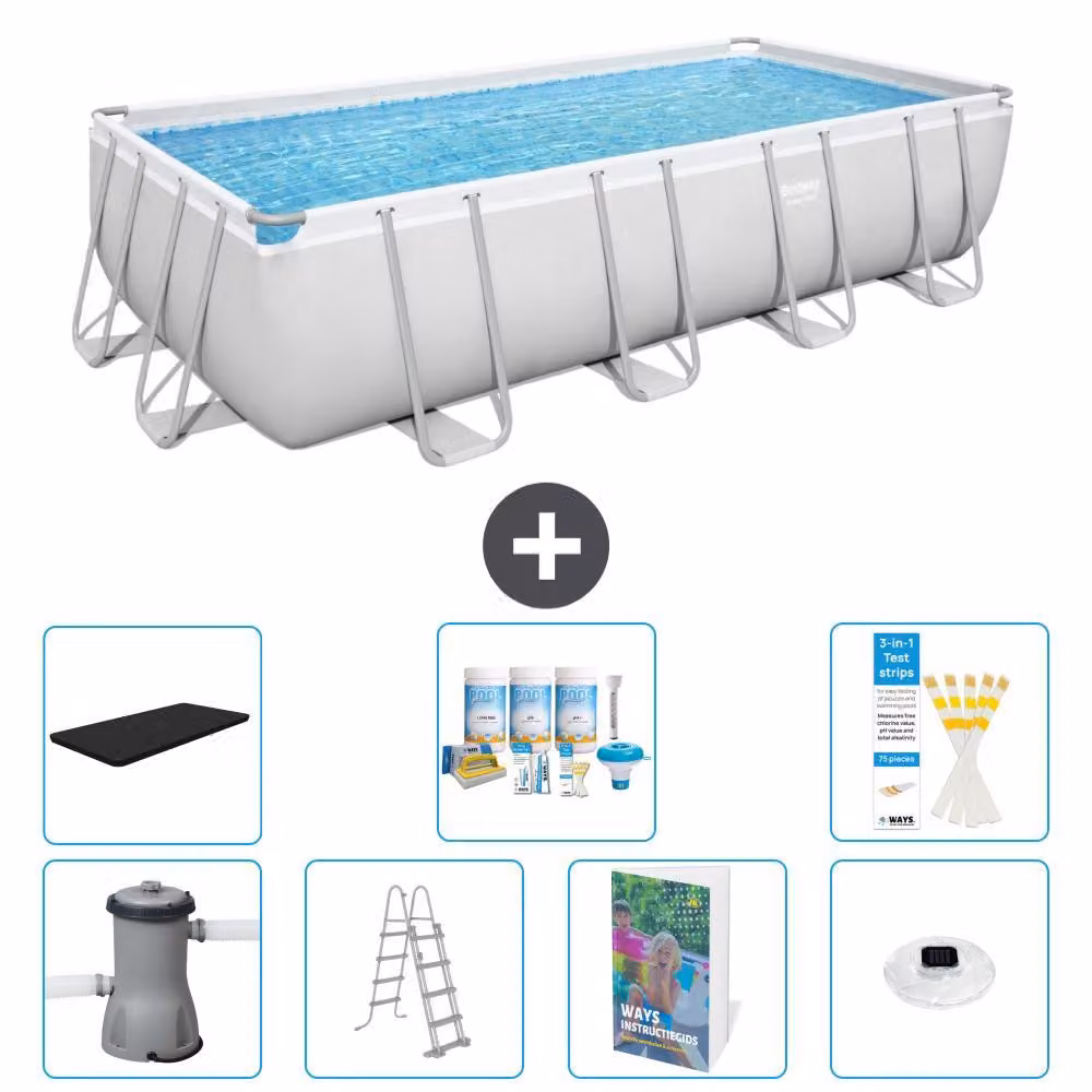 Bestway Power Steel, piscina rettangolare - 488x244x122 cm - composta da 6 parti, modello S576