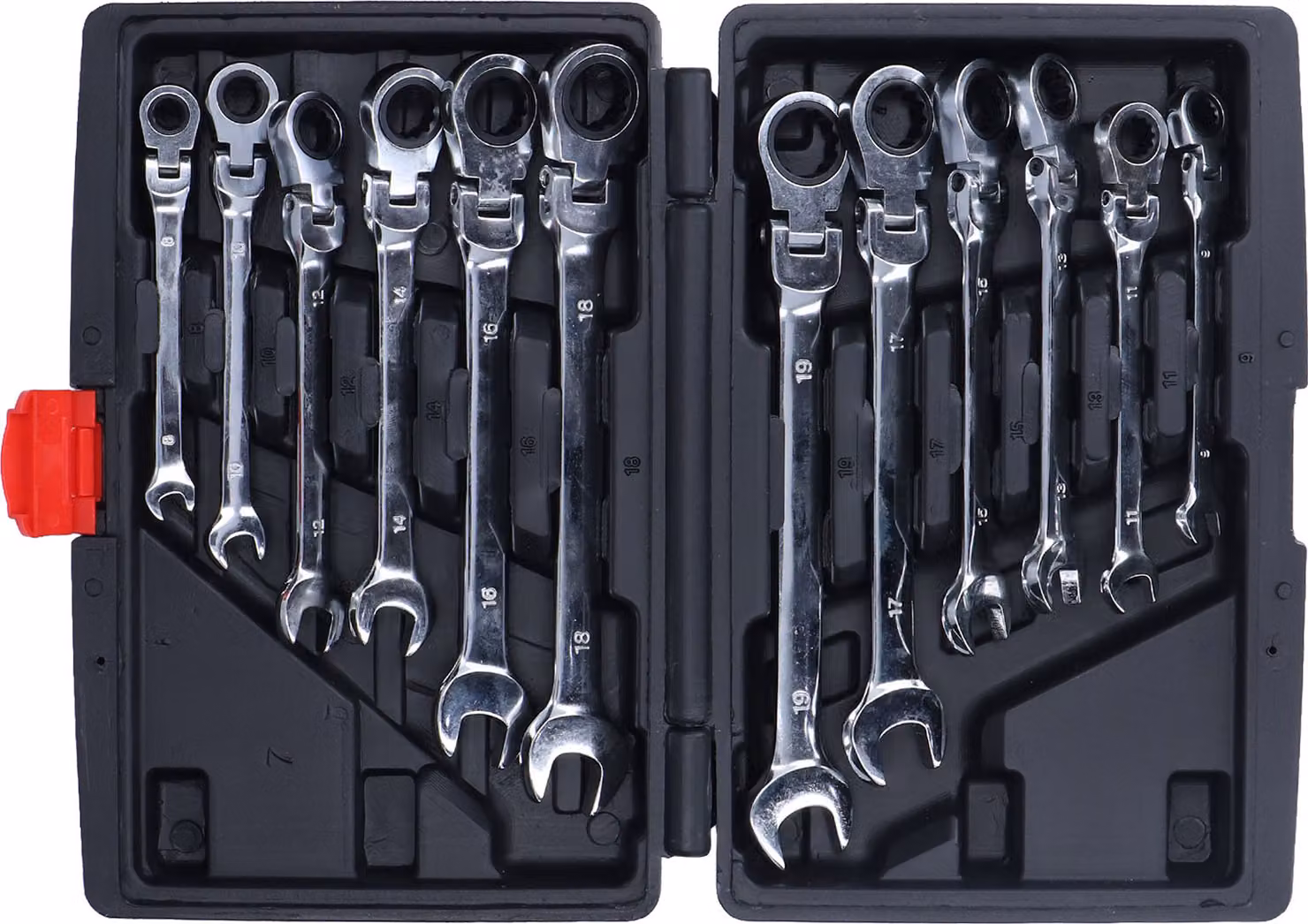 12Pcs Set di chiavi a cricchetto Strumento in acciaio Testa flessibile Cricchetto Combinazione Chiave 72 Denti