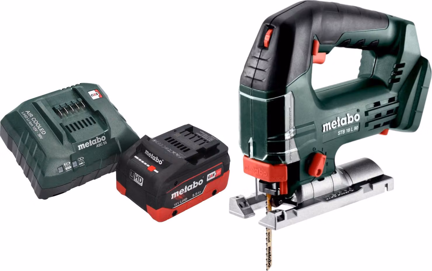 Sega alternativa a batteria Metabo STB 18 L 90 18 V 90 mm + 1x batteria LiHD 5,5 Ah + caricabatteria
