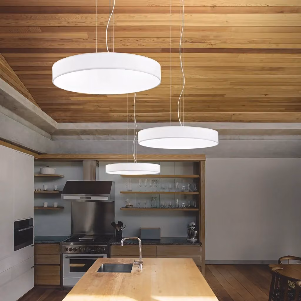 Paralume cilindrico in tessuto Ideal Lux, colore beige, Diametro: 90 cm, Altezza: 9 cm – 2