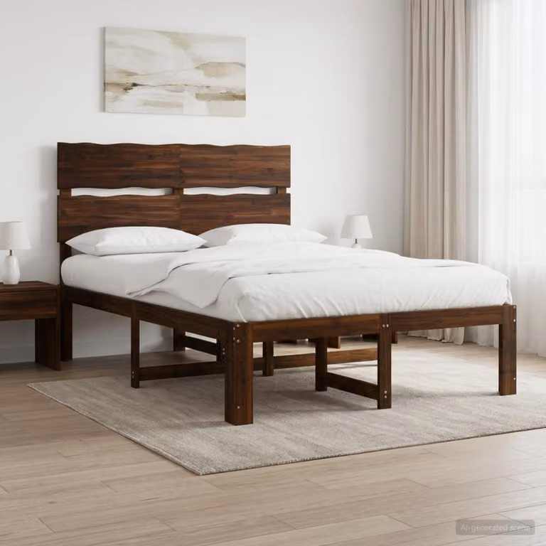 vidaXL Letto matrimoniale ROSTOCK in legno di acacia marrone L/P/H: 190 x 140 x 115 cm