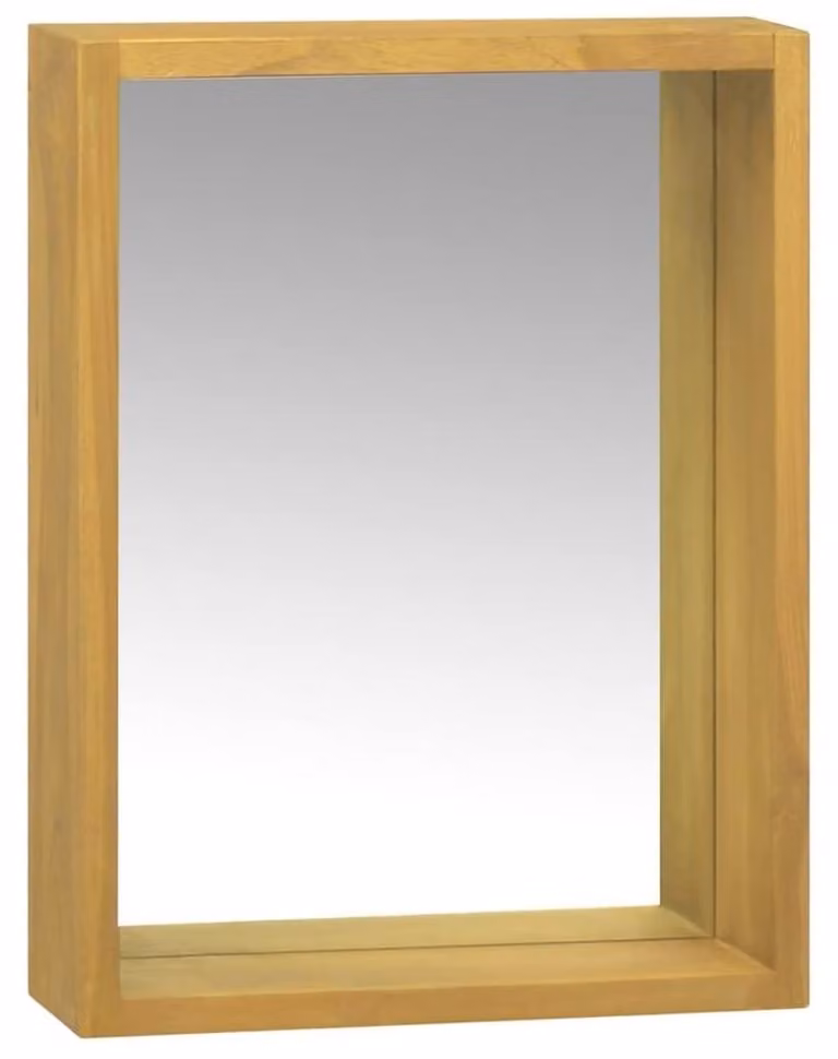 Specchio da parete in legno di teak massello, dimensioni 30x10x40 cm