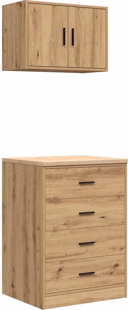 Armadi da Garage 2 pz Rovere Artigianale in Legno Multistrato