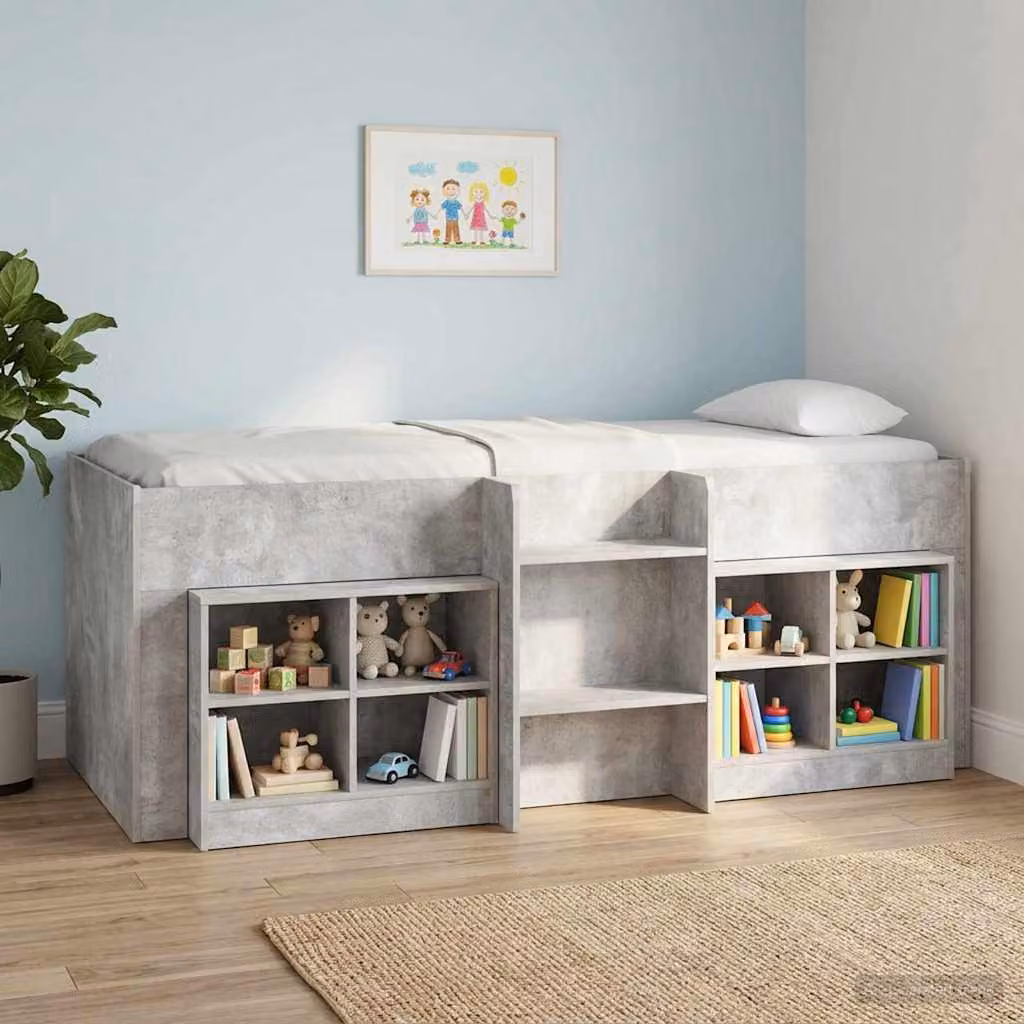 Letto alto singolo per bambini vidaXL in legno ingegnerizzato, colore grigio, L: 193 cm, P: 96 cm, H: 120 cm