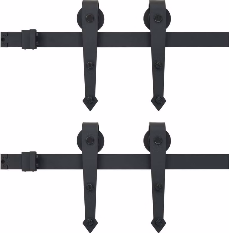Kit di Binari per Porte Scorrevoli 2x183 cm in Acciaio Nero