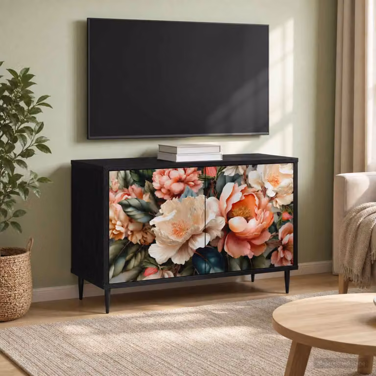 Supporto TV mobile vidaXL Rovere Nero L: 69 cm, P: 33 cm, H: 50,5 cm