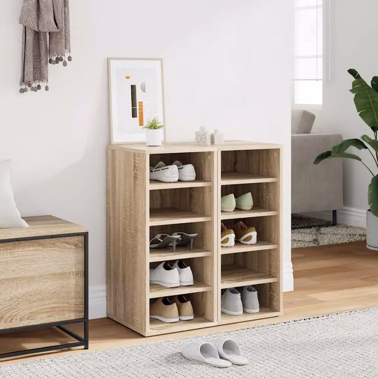 Armadio porta scarpe vidaXL in legno Rovere Sonoma, colore marrone, L 31,5 cm x P 35 cm x H 70 cm