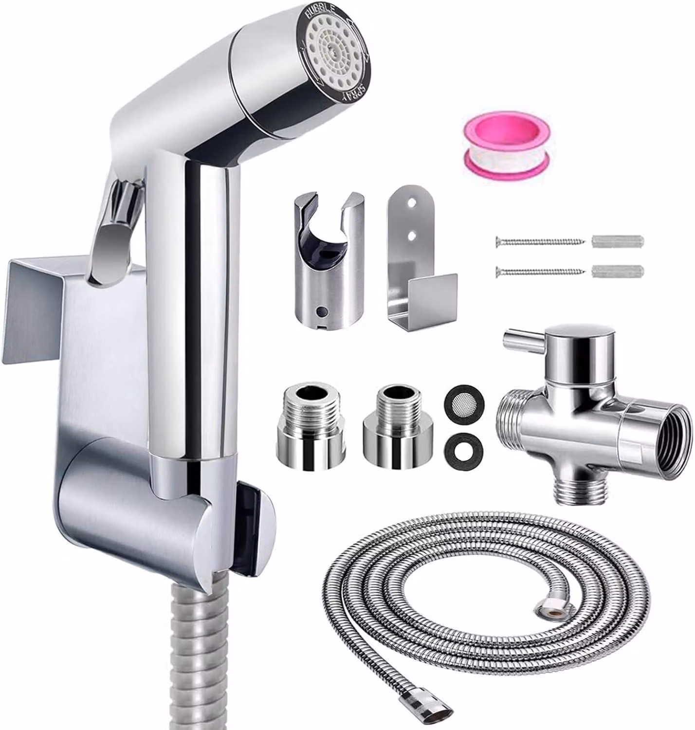 Set per bidet con doccetta, realizzato in materiale ABS, con attacco G1/2" e raccordo G3/8", adatto per il bagno
