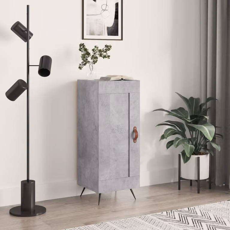 Credenza moderna vidaXL in legno e metallo grigio, sospesa a parete, L/P/H: 34,5 x 34,5 x 90 cm