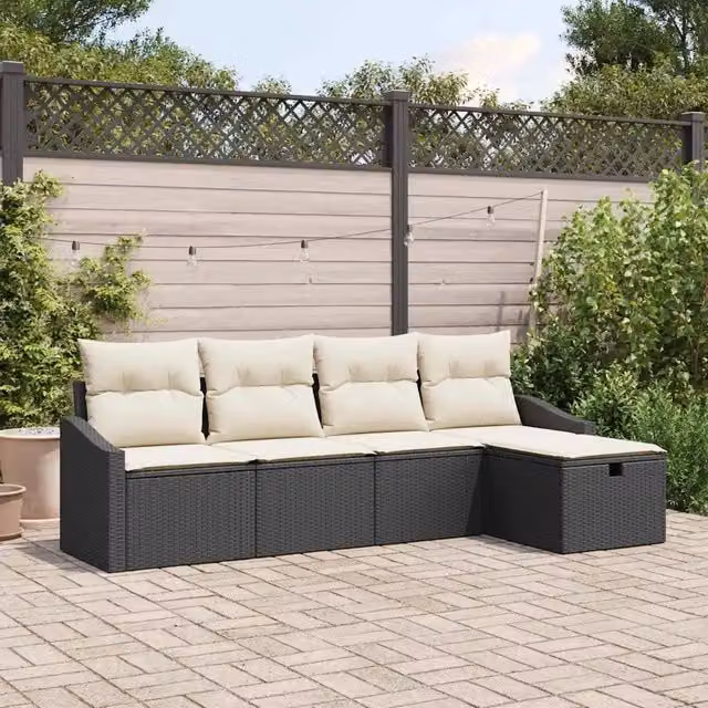 Set di divani 5 pz Nero polyrattan 3359256
