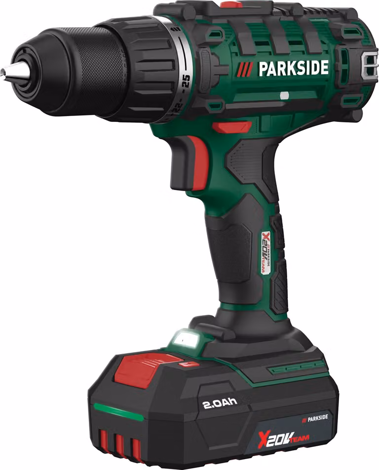 PARKSIDE® trapano avvitatore a batteria 2 in 1 da 20 V, set iniziale PABS 20 Li I9 con 2 batterie e caricabatterie