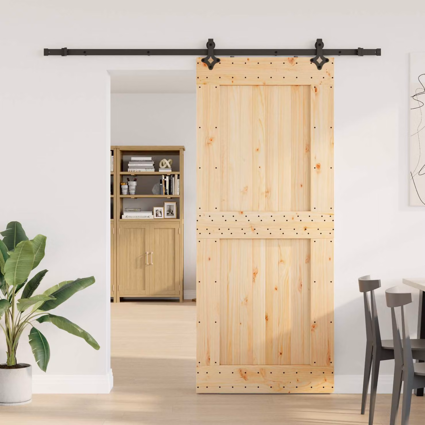 Porta scorrevole vidaXL NARVIK Naturale e Nero L: 95 cm, H: 210 cm