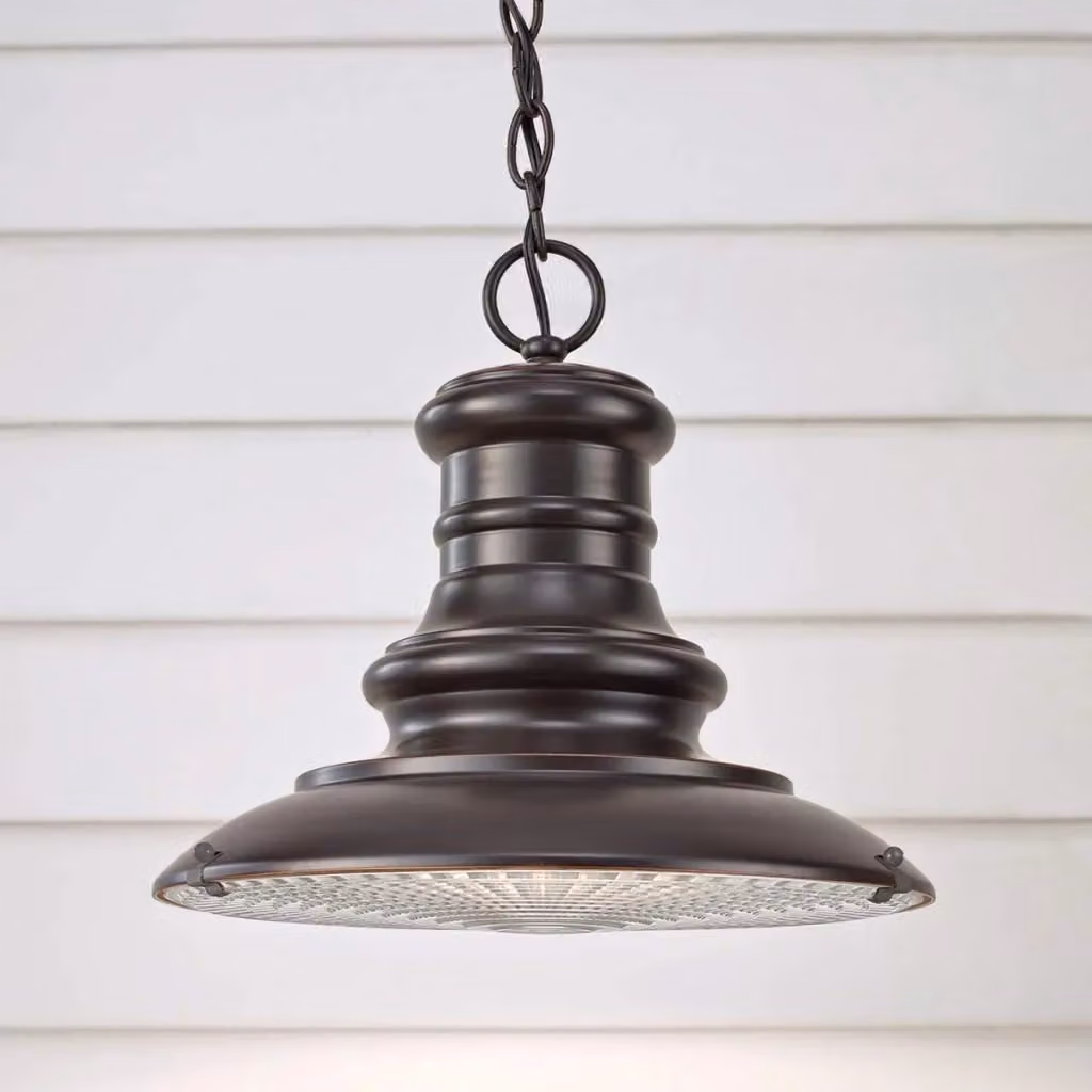 Lampada sospesa esterna classica Feiss in bronzo con vetro trasparente, ideale per giardino e terrazzo, attacco E27 60W, IP44 – 2