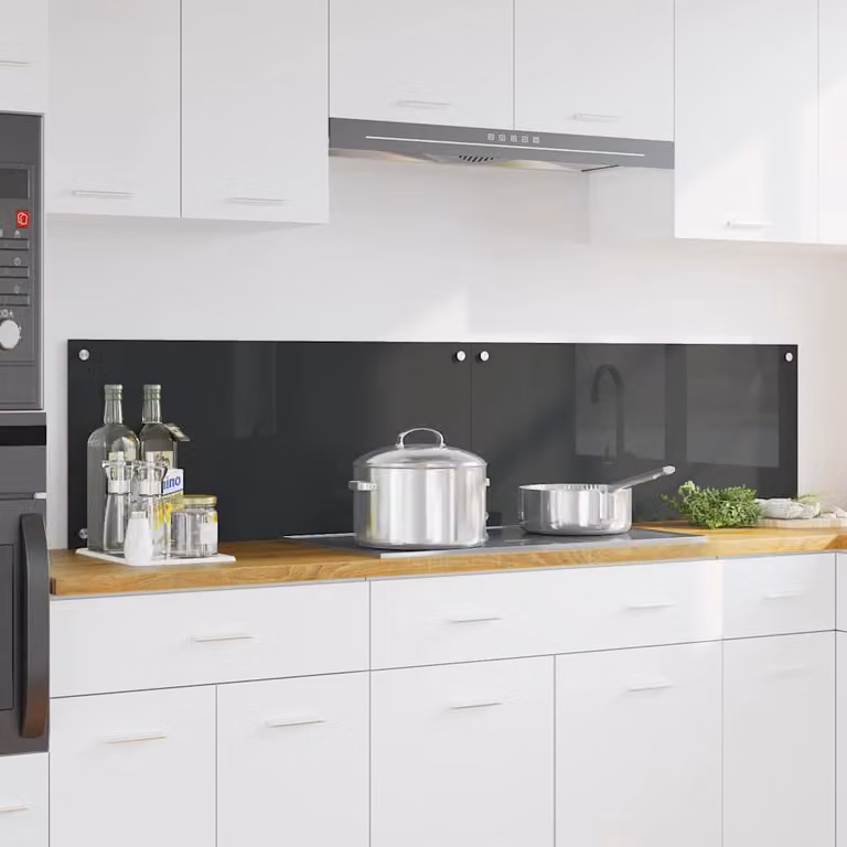 Set di 2 schienali da cucina vidaXL in vetro colore grigio antracite, L: 90 cm, P: 40 cm
