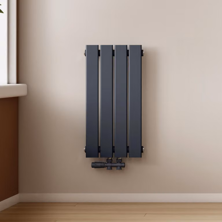 Radiatore a pannello design, modello EMKE, piatto, dimensioni 60 x 30,4 cm, a singolo strato, potenza 210 W, colore antracite