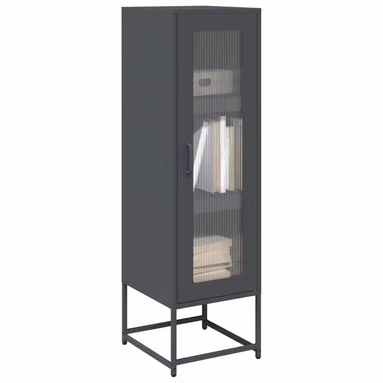 Credenza a parete vidaXL in metallo antracite con ante in vetro e ripiani interni, L 36 cm x P 39 cm x H 123 cm