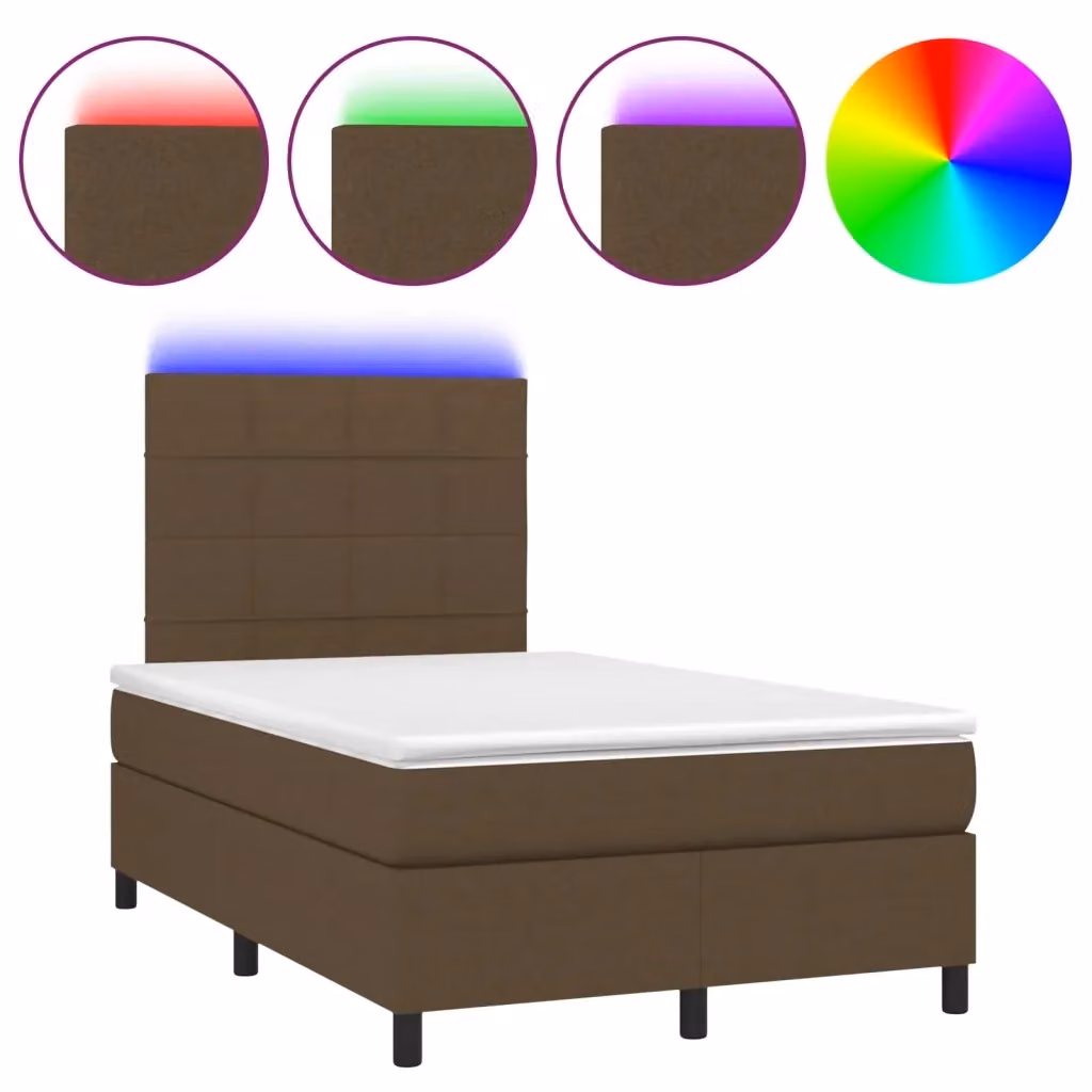 Letto Ibrido con Illuminazione LED e Porta USB vidaXL in Tessuto Marrone e Bianco L/P/H: 200 x 120 x 128 cm – 2