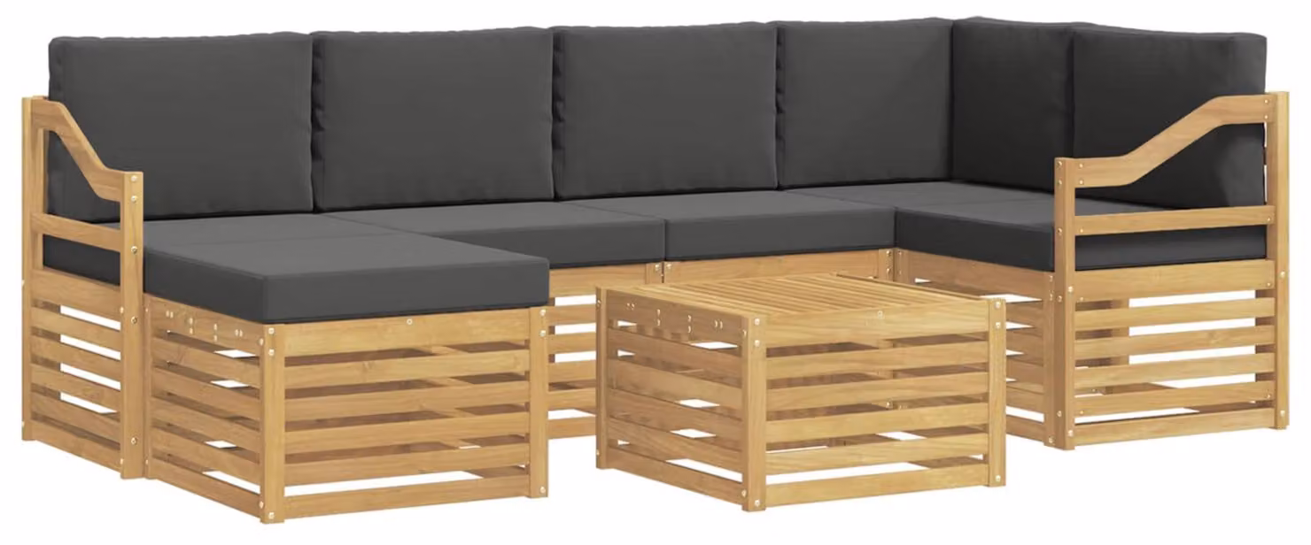 Set di divani da esterno, 7 pezzi, bianco e antracite