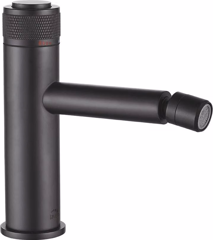 Miscelatore bidet verticale di design con tappo nero