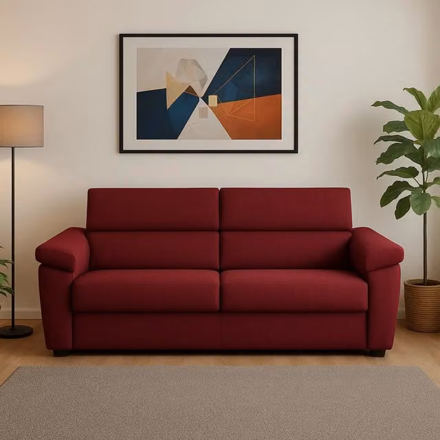 Divano Giffone DMORA 3 posti moderno in tessuto rosso con coperture sfoderabili L: 225 cm, P: 95 cm – 1
