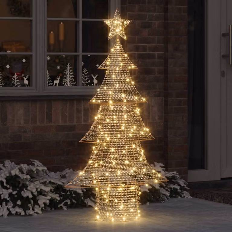 Albero di Natale vidaXL con 160 LED bianco caldo, Altezza: 151 cm